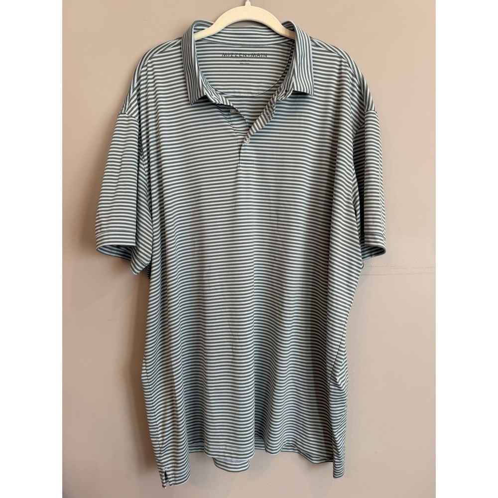 Mizzen + Main Blue Green Stripe Golf Polo XXL
